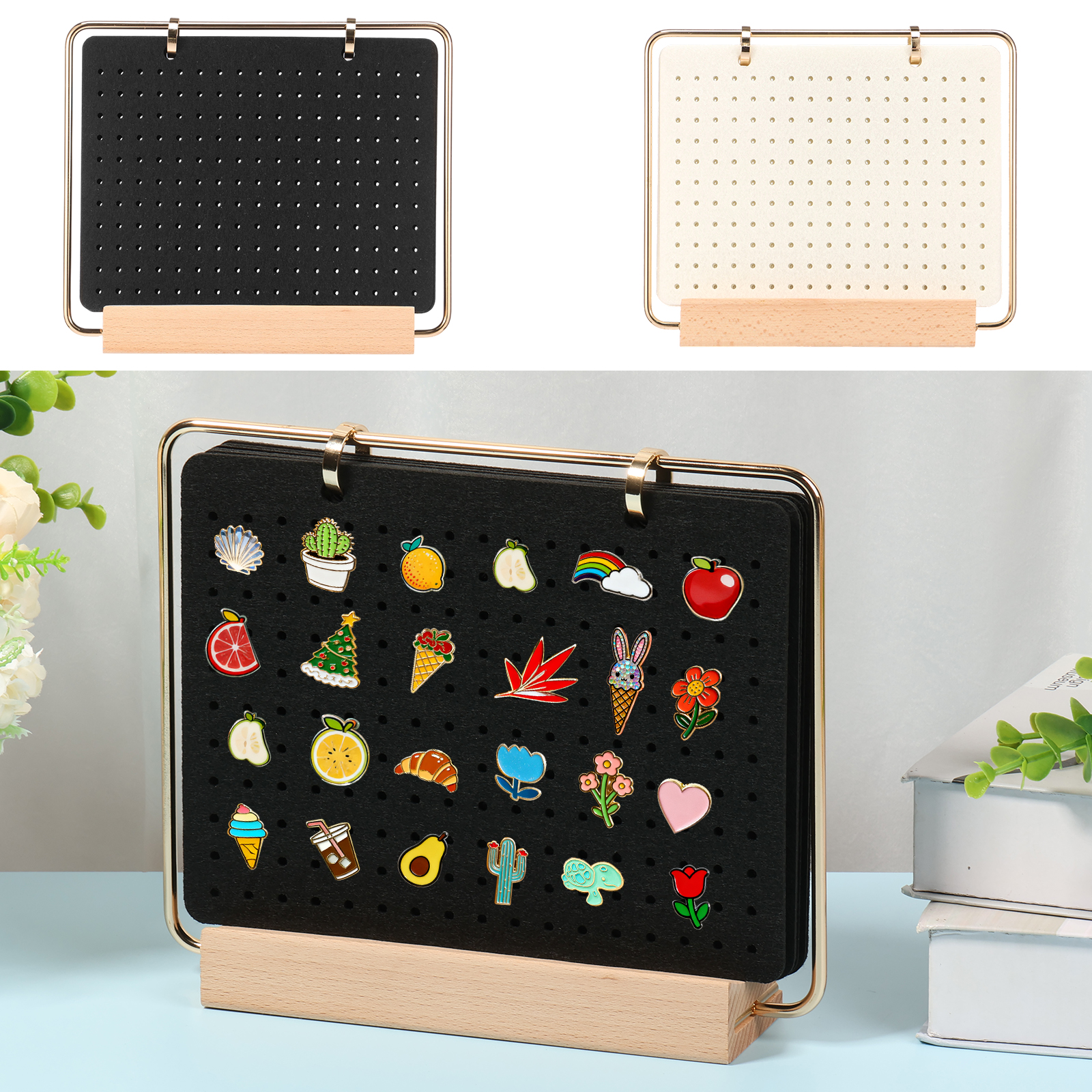 Body Jewelry Display - Badge Brooch Storage Rack Wooden Display