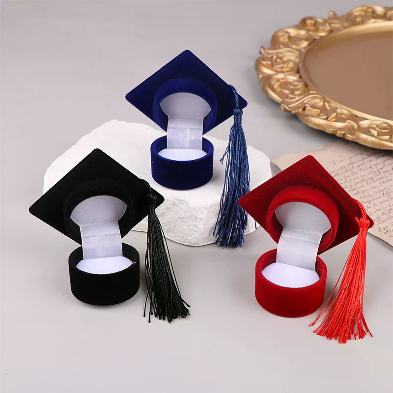 Body Jewelry Display - Creative Doctoral Hat Shape Ring Box