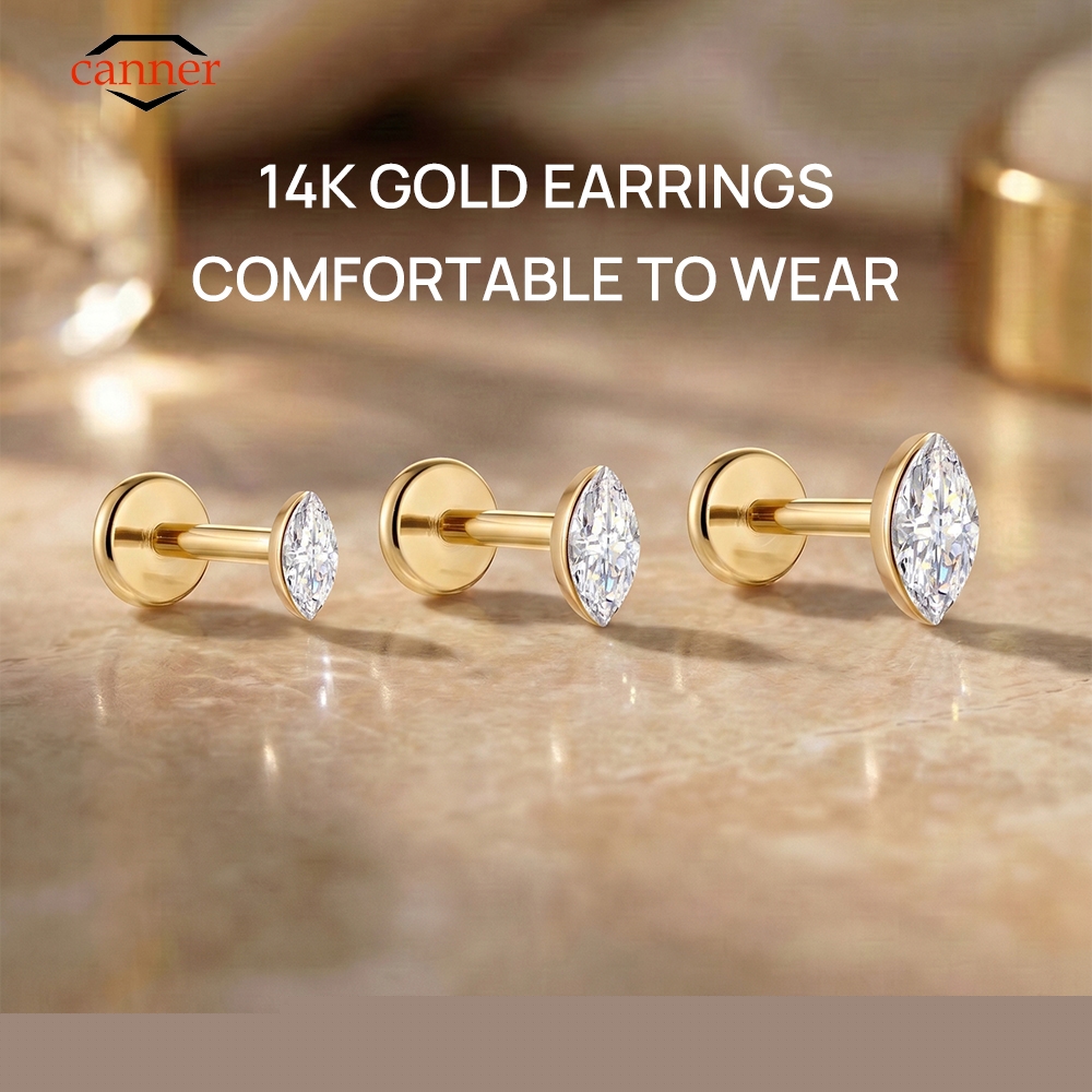 Body Jewelry Titanium - CANNER 1PC 14K Solid Gold Delicate