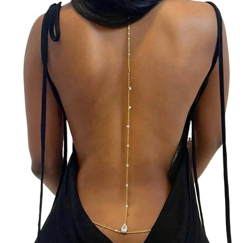 Body Jewelry Luxury - Bride Backless Rhinestone Waterdrop Body Chain