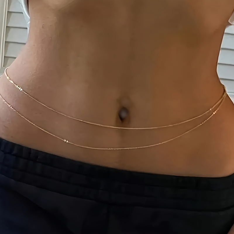 Body Chain Jewelry - 1Double-layer gold metal waist chain belt