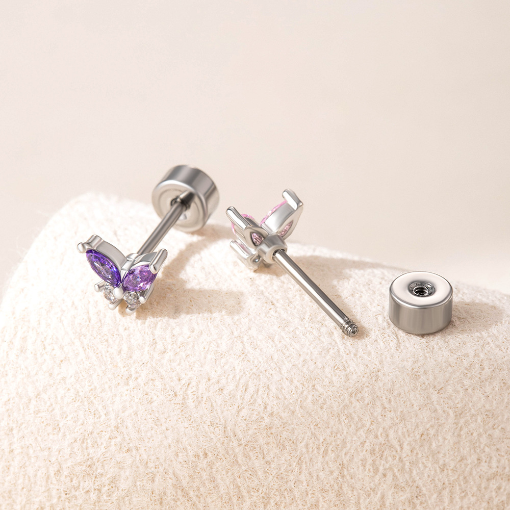 20G CZ Butterfly Earring Stud  - Body Jewelry Titanium บทวิจารณ์และราคา