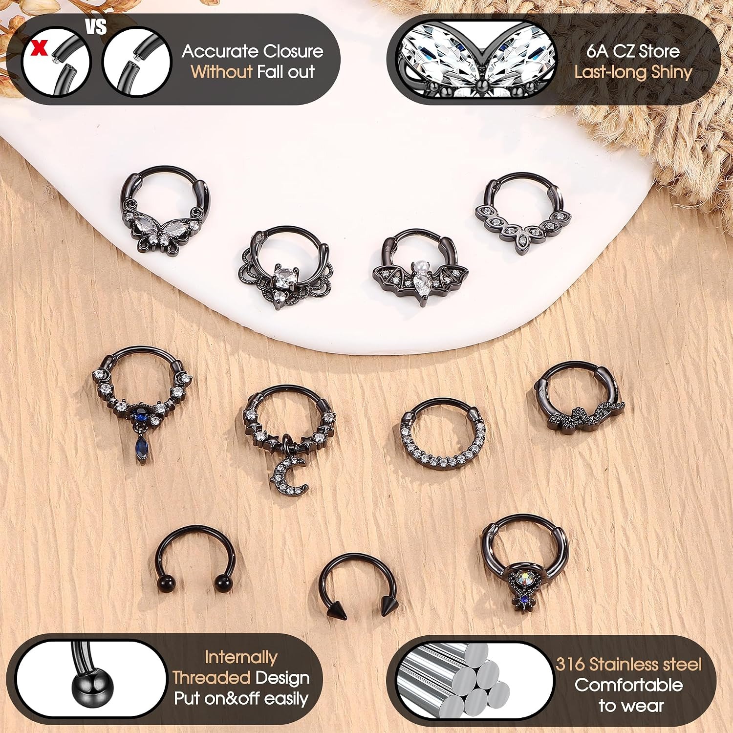 FASACCO Septum Rings Septum Pi - Body Jewelry For Sensitive Skin บทวิจารณ์และราคา