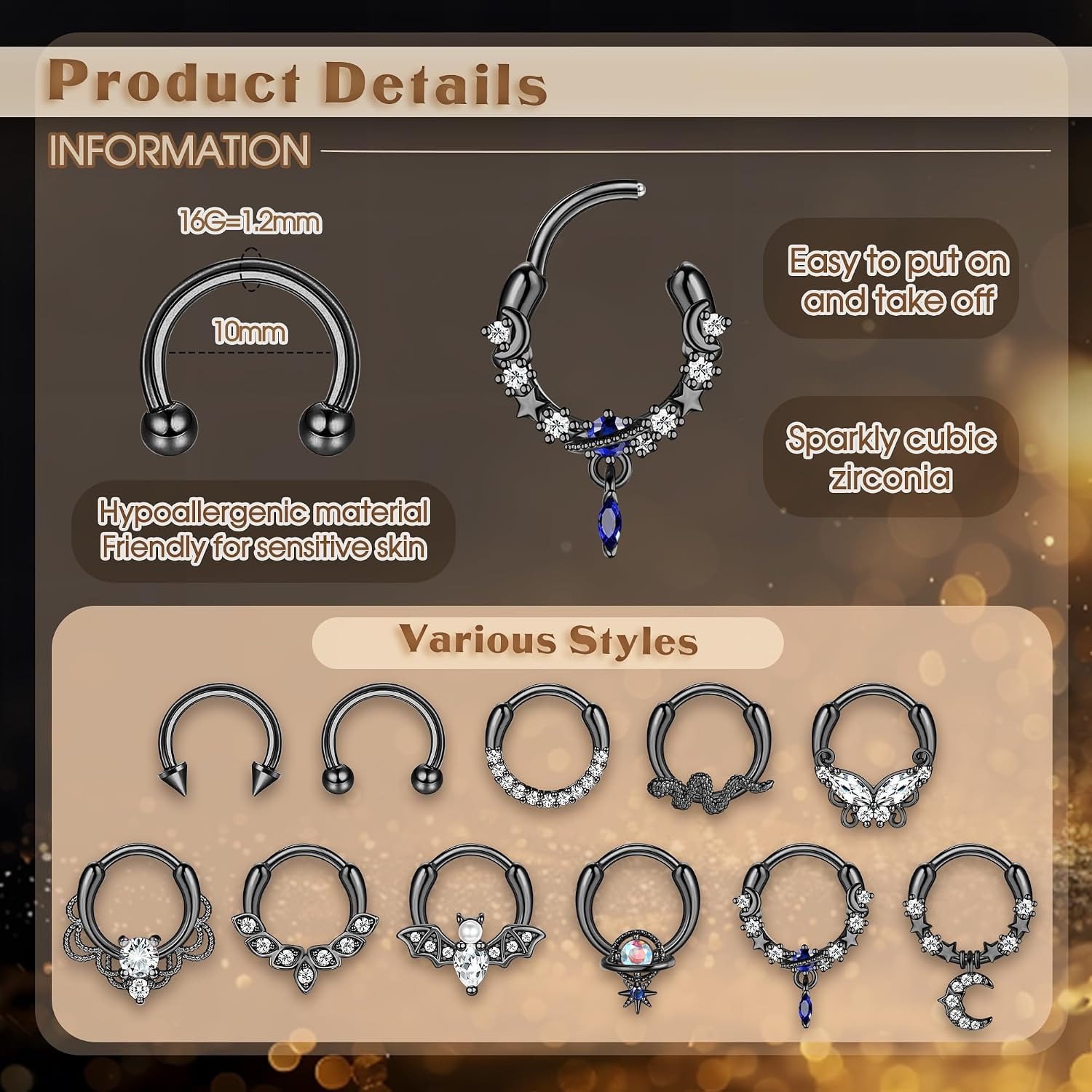 FASACCO Septum Rings Septum Pi - Body Jewelry For Sensitive Skin บทวิจารณ์และราคา