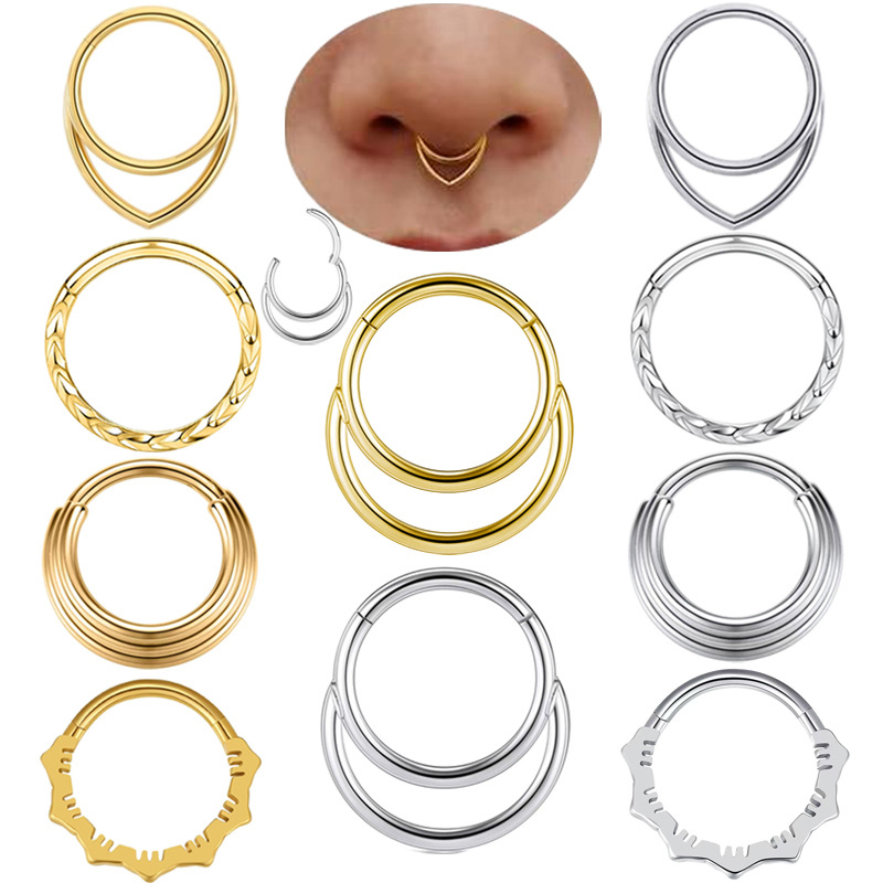 Nose Hoop Earrings Metal Nose  - Body Jewelry And Earrings บทวิจารณ์และราคา