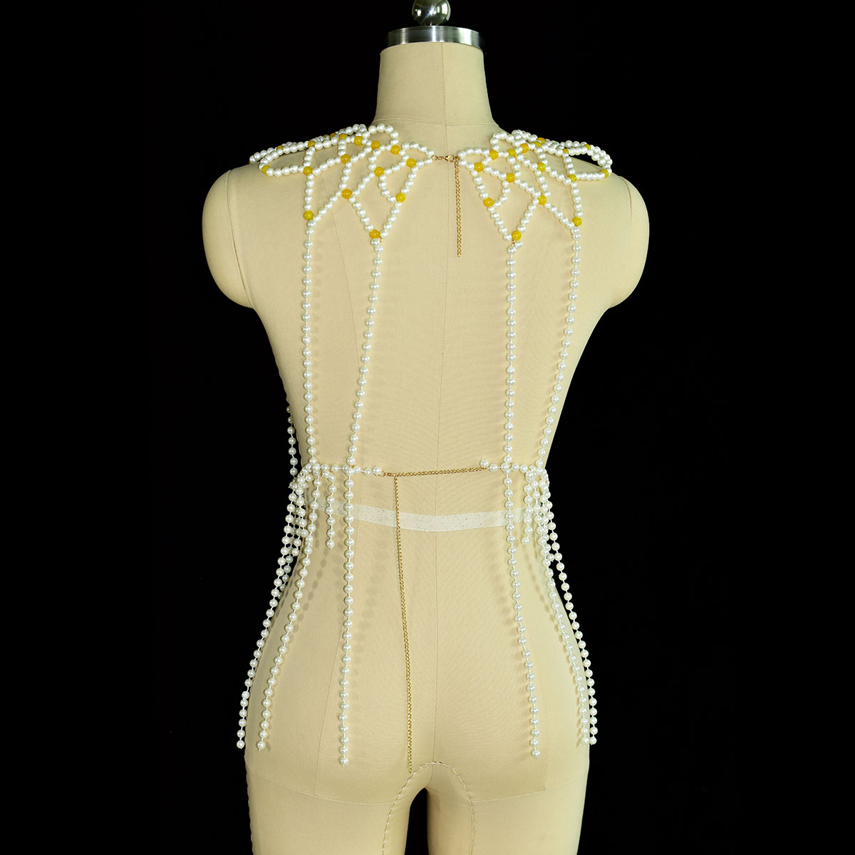 Fashion Faux Pearl Body Jewelr - Yellow Body Jewelry บทวิจารณ์และราคา