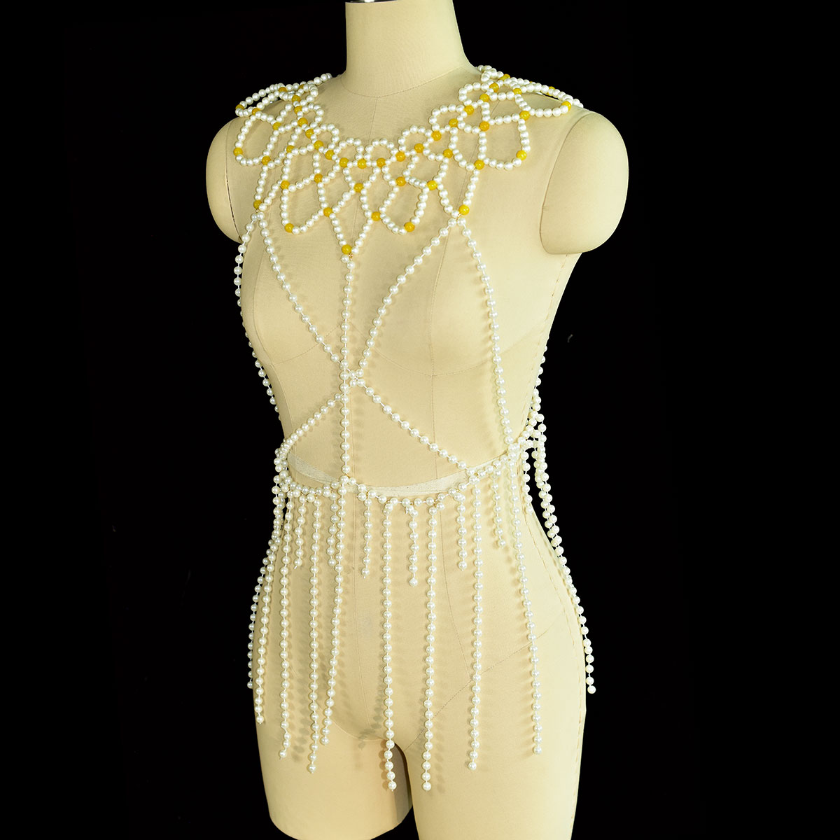 Fashion Faux Pearl Body Jewelr - Yellow Body Jewelry บทวิจารณ์และราคา