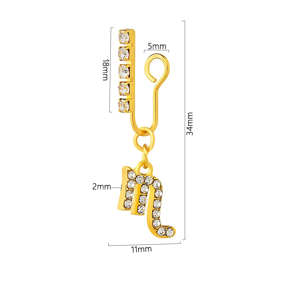 2 Pack Ear Clips Metal Zircon  - Body Jewelry And Earrings บทวิจารณ์และราคา