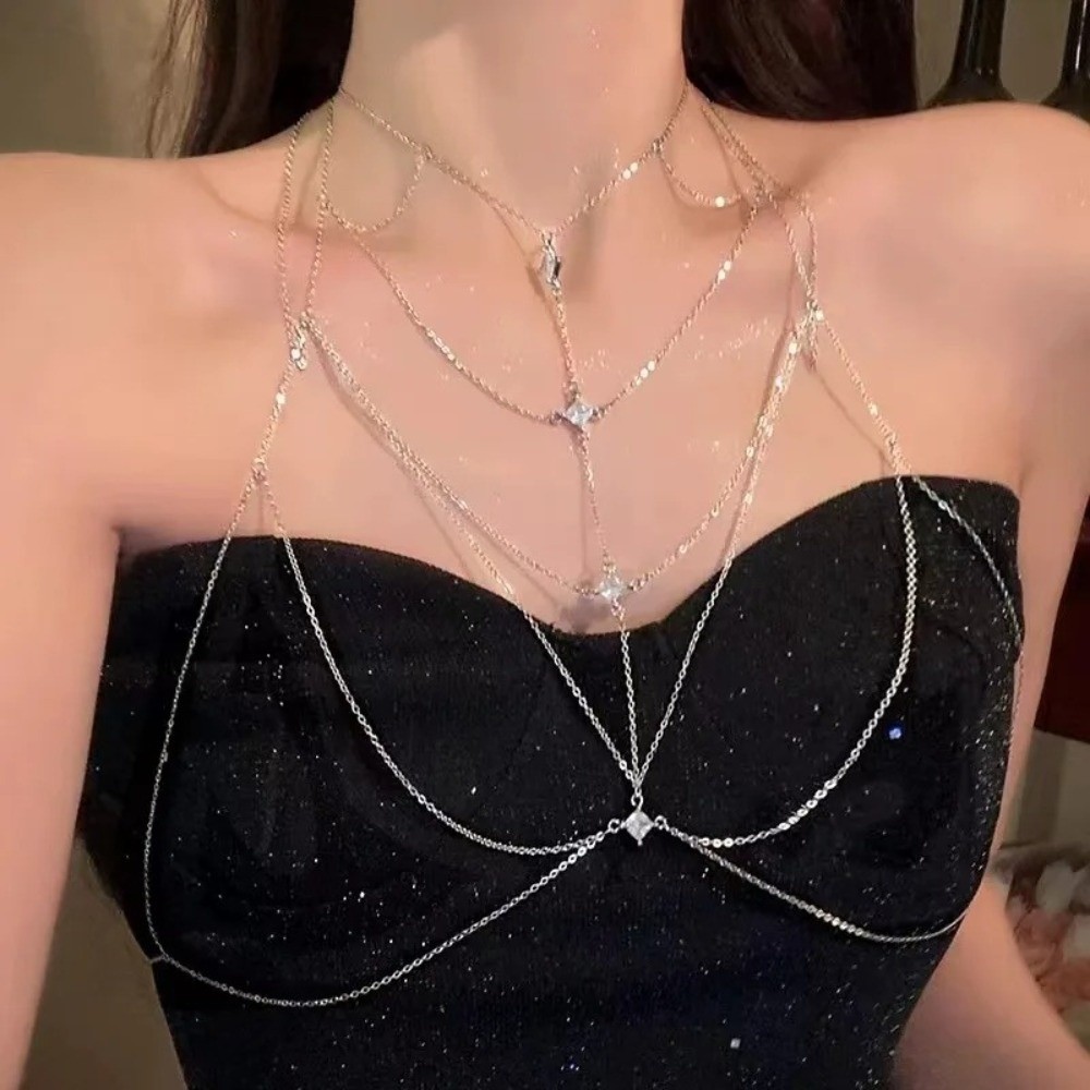 Glitter Rhinestone Bust Chain  - Body Jewelry Luxury บทวิจารณ์และราคา