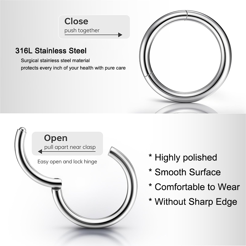 16G 316L Surgical Steel Hinged - Body Jewelry And Earrings บทวิจารณ์และราคา