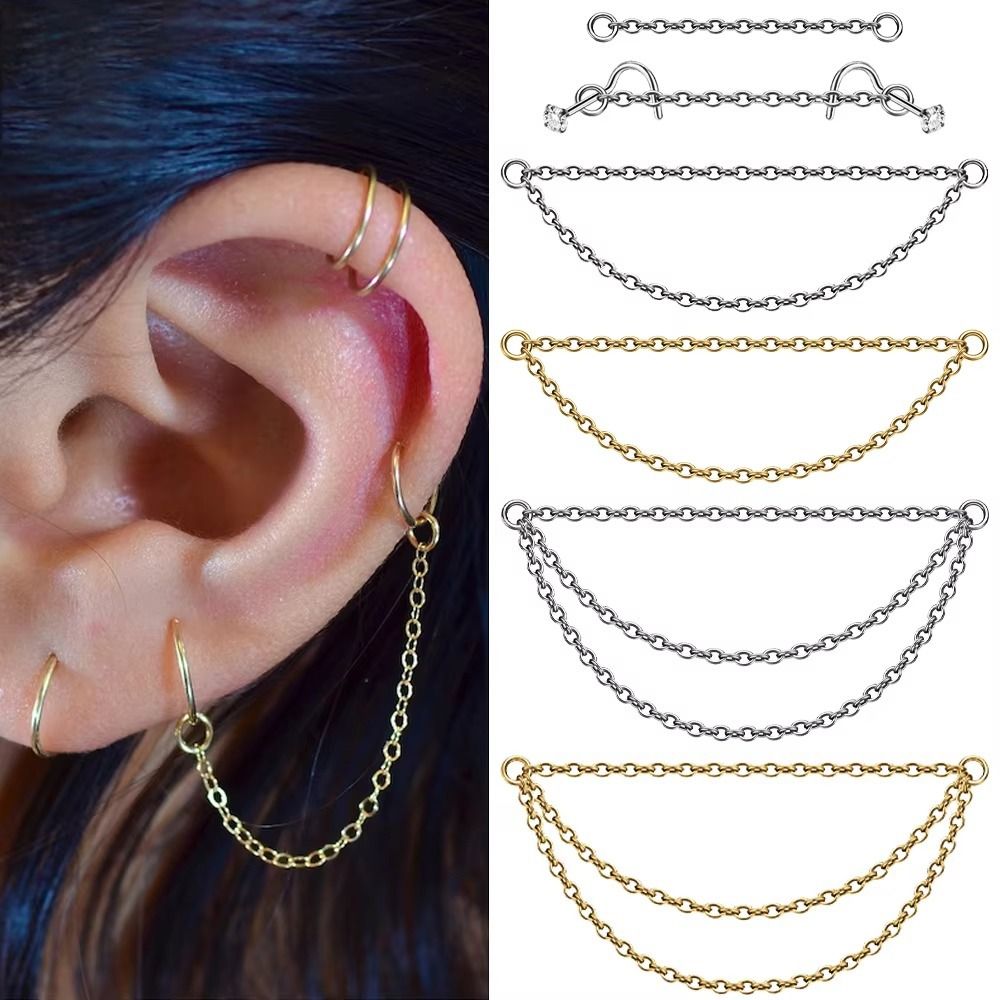Fashion Titanium Nose Chain Th - Body Jewelry And Earrings บทวิจารณ์และราคา