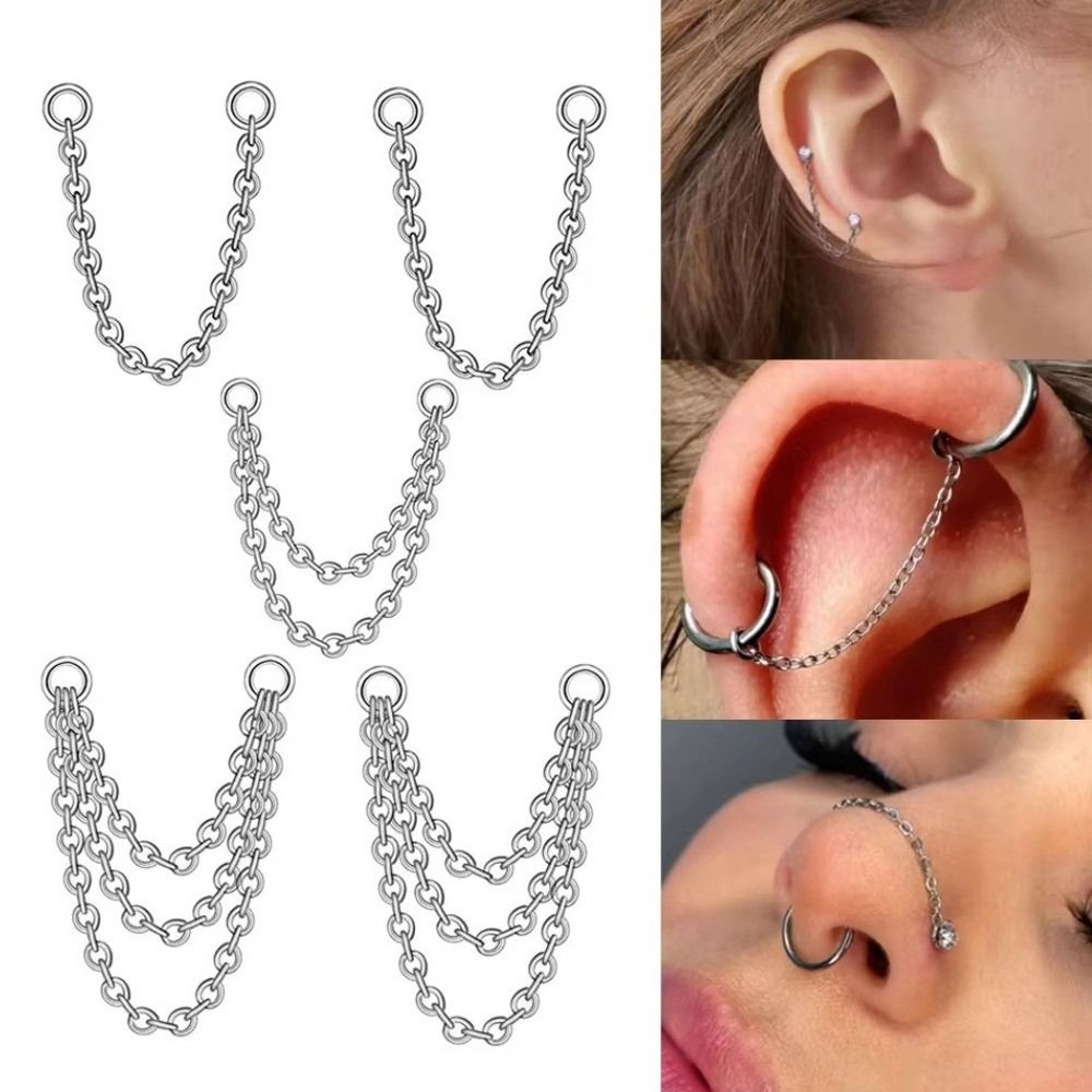 Titanium Nose Chain Three Laye - Body Jewelry Titanium บทวิจารณ์และราคา