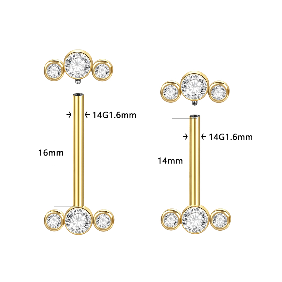 1/5PCS G23 Titanium PIERC Gold - Zoor Body Jewelry บทวิจารณ์และราคา