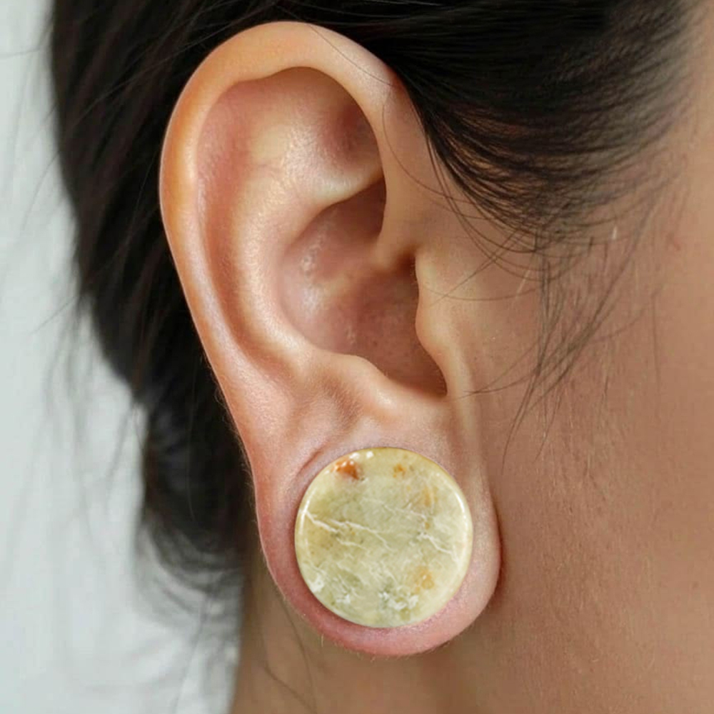 1-2PCS Nature Green-yellow Jad - Yellow Body Jewelry บทวิจารณ์และราคา