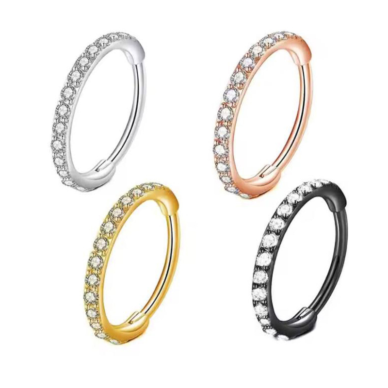 16G Clear CZ Nose Ring Hoop 31 - Body Jewelry And Earrings บทวิจารณ์และราคา