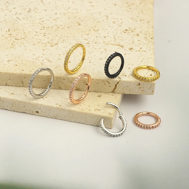16G Clear CZ Nose Ring Hoop 31 - Body Jewelry And Earrings บทวิจารณ์และราคา