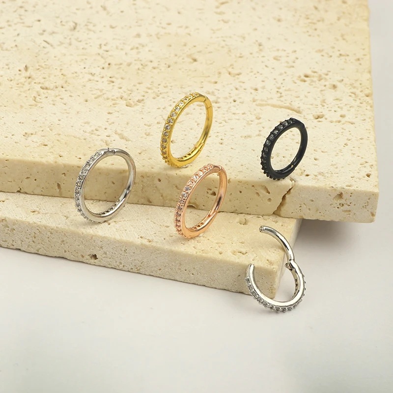 16G Clear CZ Nose Ring Hoop 31 - Body Jewelry And Earrings บทวิจารณ์และราคา