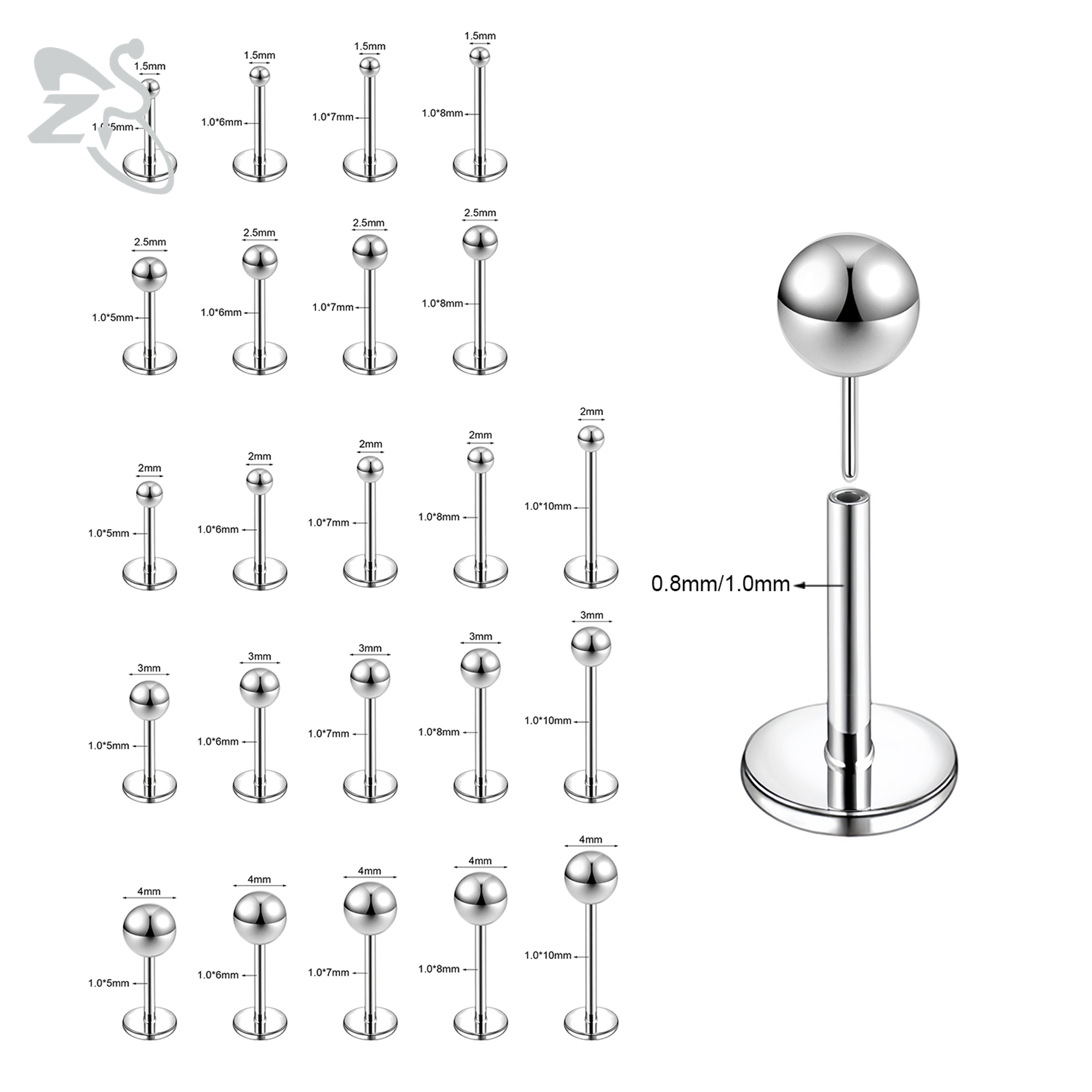 ZS 10 Pcs/lot Plug-In Style 18 - Zs Body Jewelry บทวิจารณ์และราคา