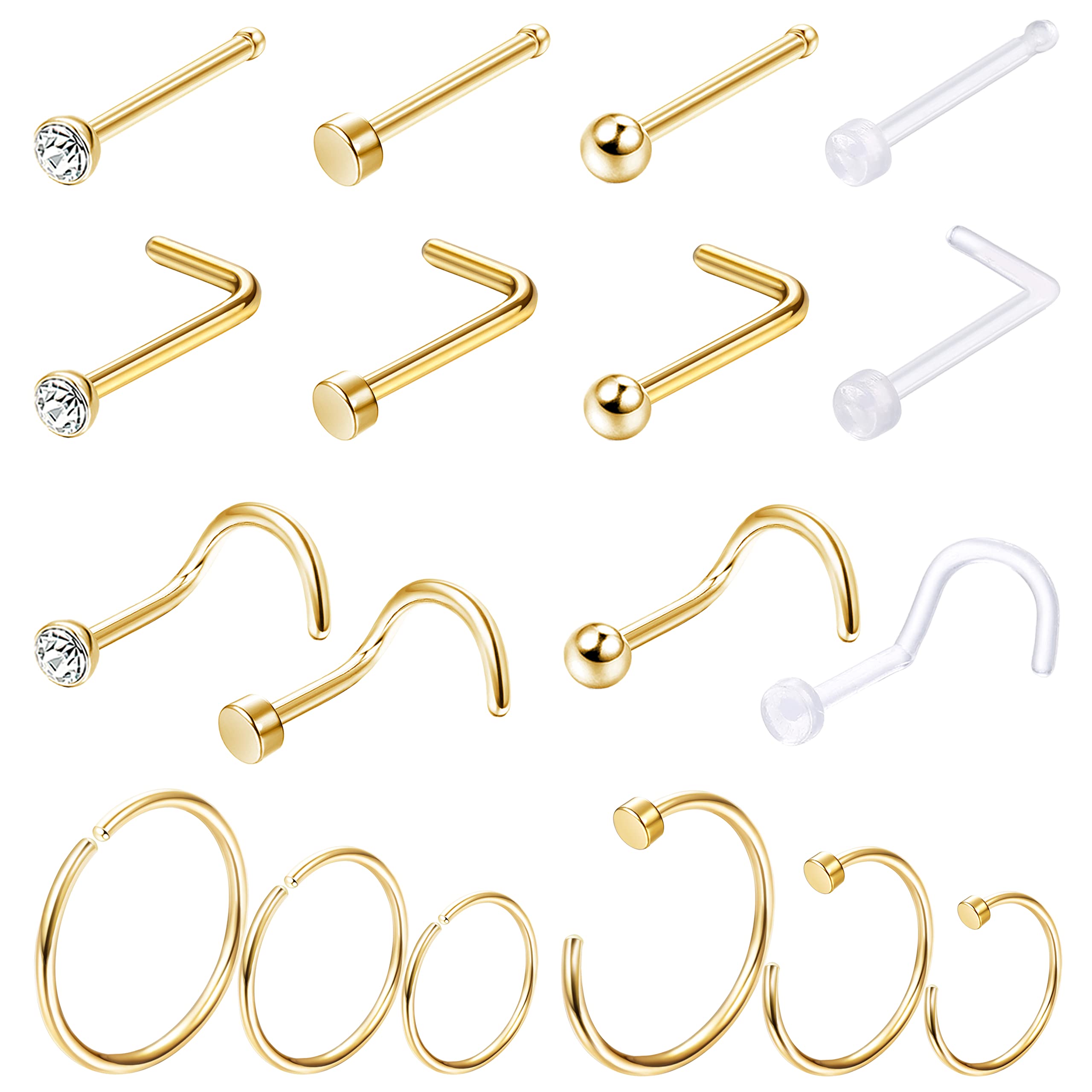 1PCS/18PCS Hypoallergenic Nose - Body Jewelry For Sensitive Skin บทวิจารณ์และราคา