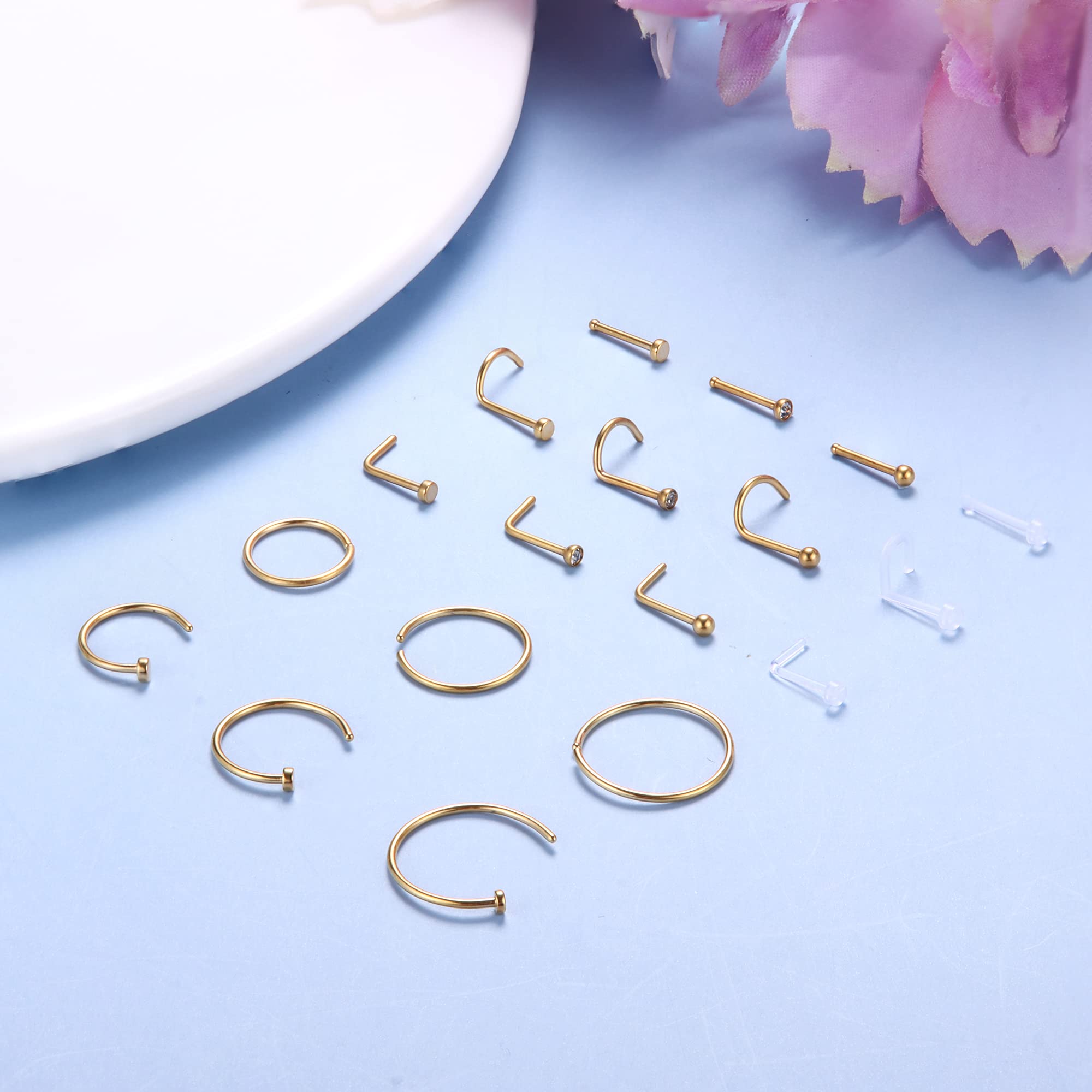 1PCS/18PCS Hypoallergenic Nose - Body Jewelry For Sensitive Skin บทวิจารณ์และราคา