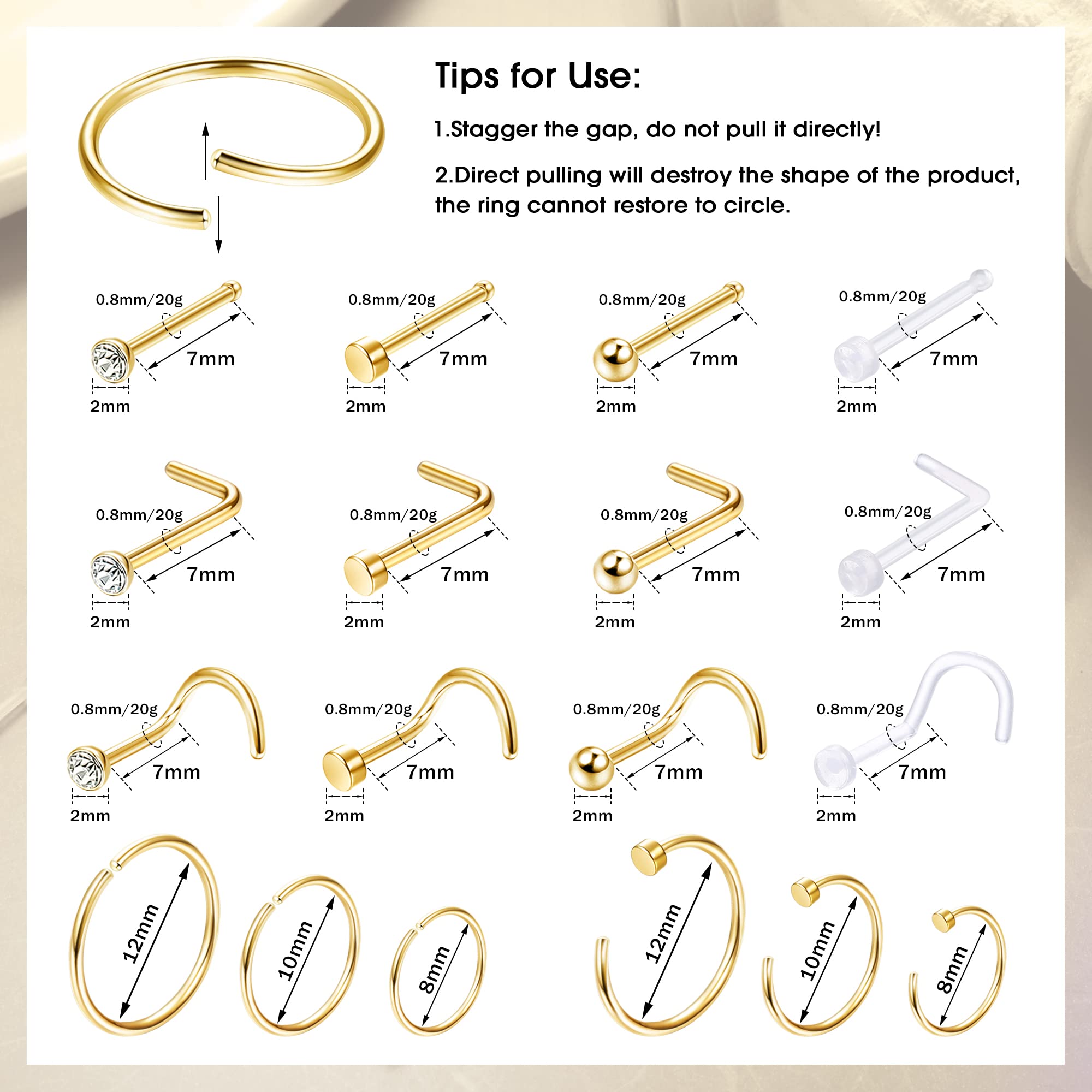 1PCS/18PCS Hypoallergenic Nose - Body Jewelry For Sensitive Skin บทวิจารณ์และราคา