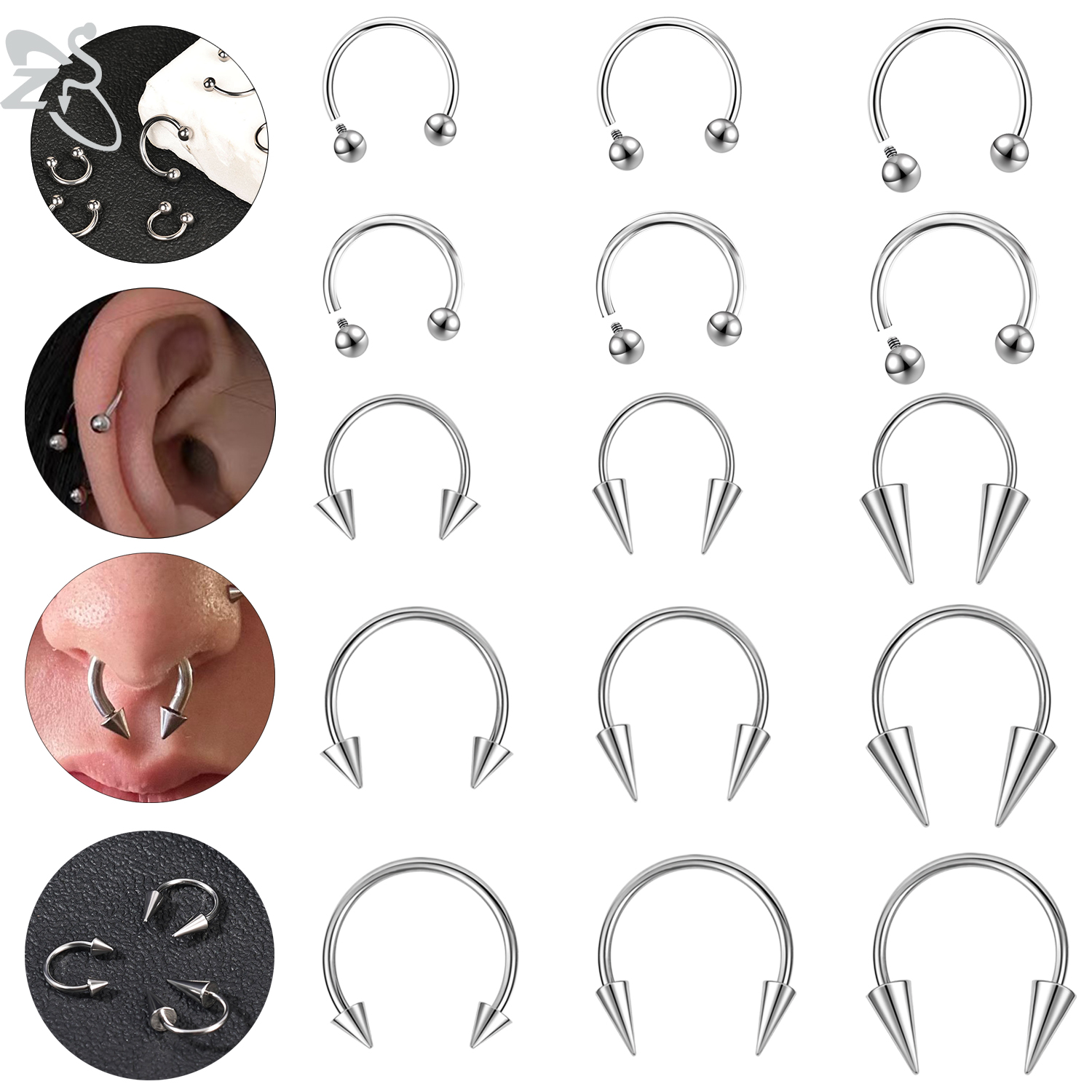ZS 1PC 16G/18G Spike Nose Ring - Zs Body Jewelry บทวิจารณ์และราคา