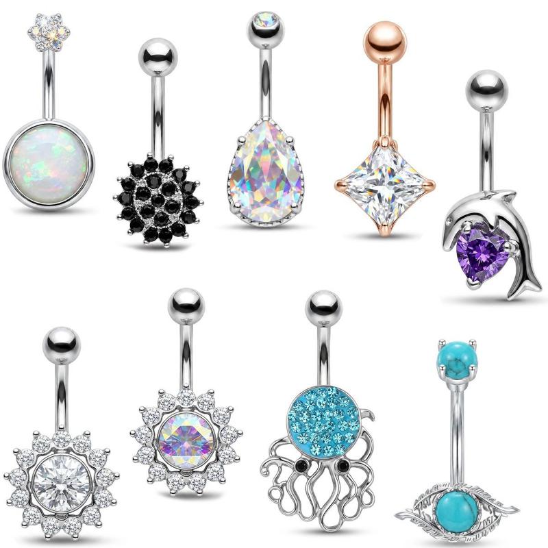 1Pcs Purple Zircon Dangle Bell - Body Jewelry Titanium บทวิจารณ์และราคา