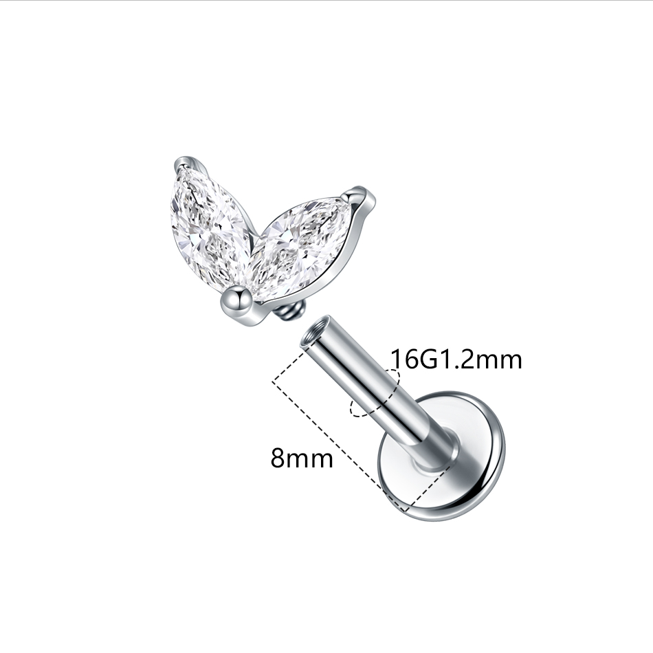 1pc Titanium White Green Zirco - Zoor Body Jewelry บทวิจารณ์และราคา