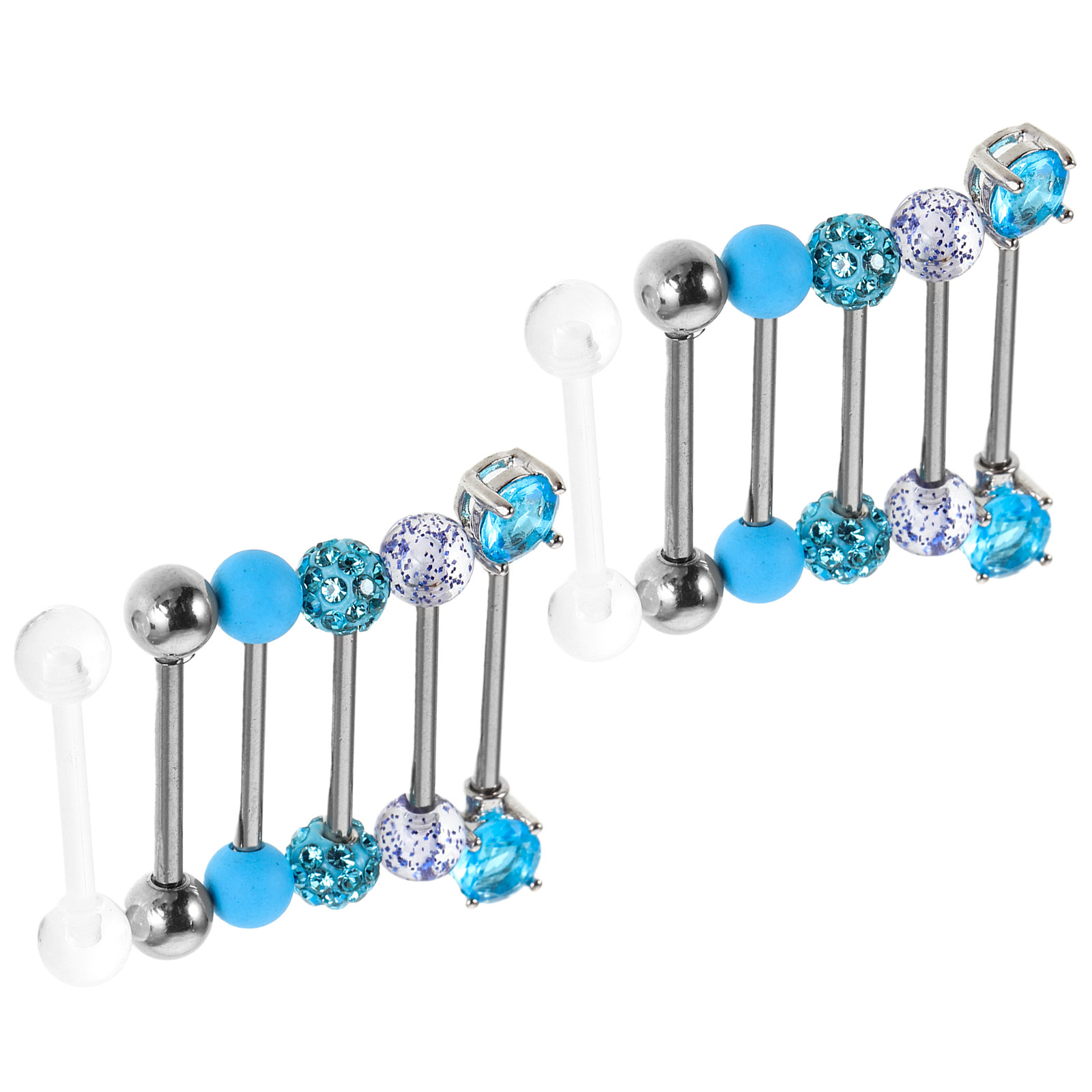 12Pcs Crystal Tongue Rings Sta - Body Jewelry For Sensitive Skin บทวิจารณ์และราคา