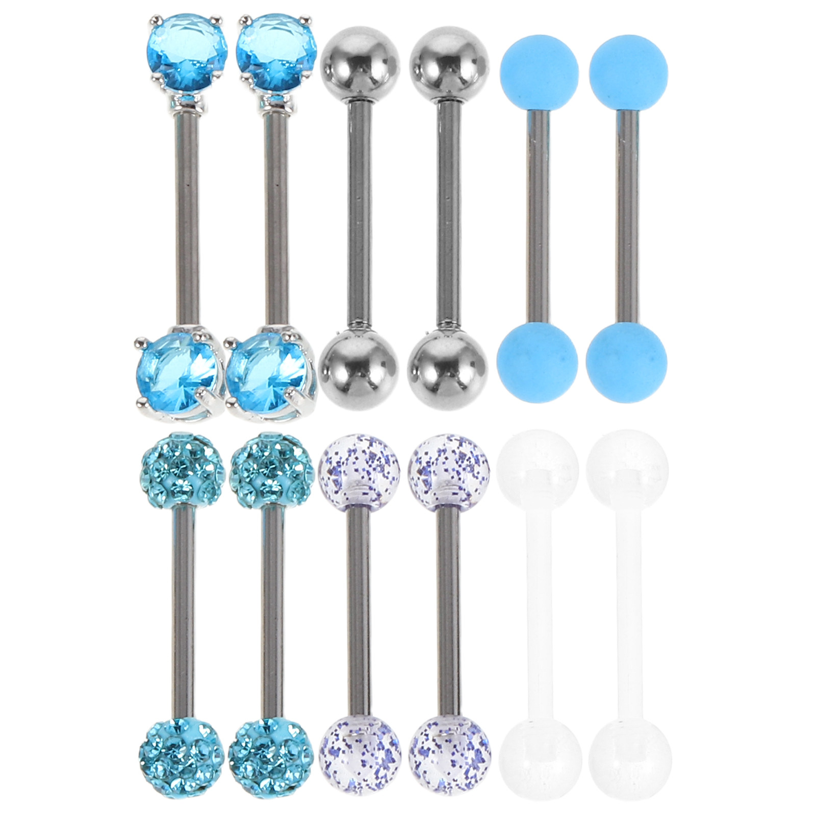 12Pcs Crystal Tongue Rings Sta - Body Jewelry For Sensitive Skin บทวิจารณ์และราคา