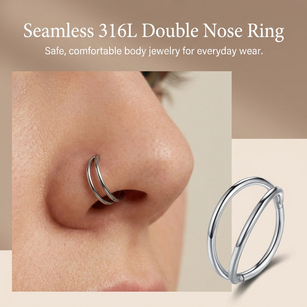 316L Stainless Steel Double La - Body Jewelry For Sensitive Skin บทวิจารณ์และราคา