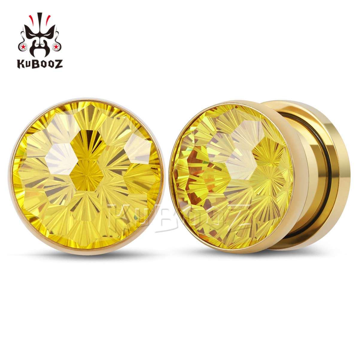 2PCS Shiny Yellow Crystal Diam - Yellow Body Jewelry บทวิจารณ์และราคา