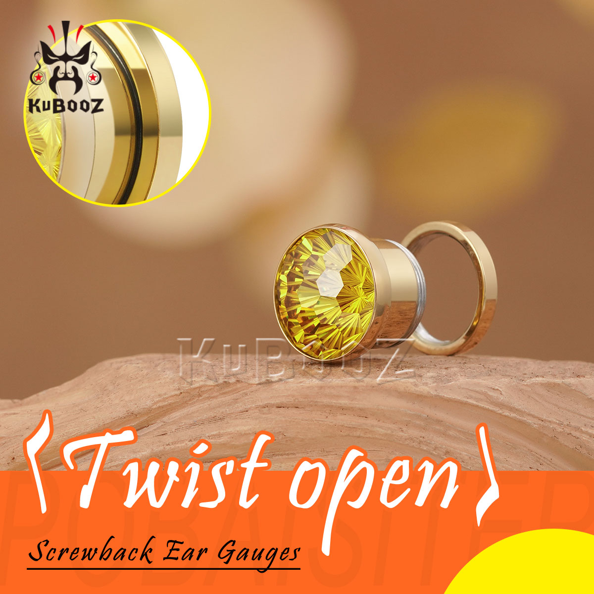 2PCS Shiny Yellow Crystal Diam - Yellow Body Jewelry บทวิจารณ์และราคา