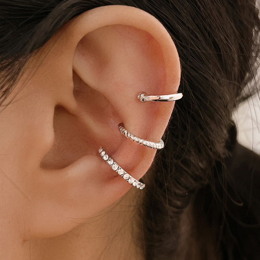 3Pcs Simple Crystal Ear Cuff F - Body Jewelry Gold บทวิจารณ์และราคา