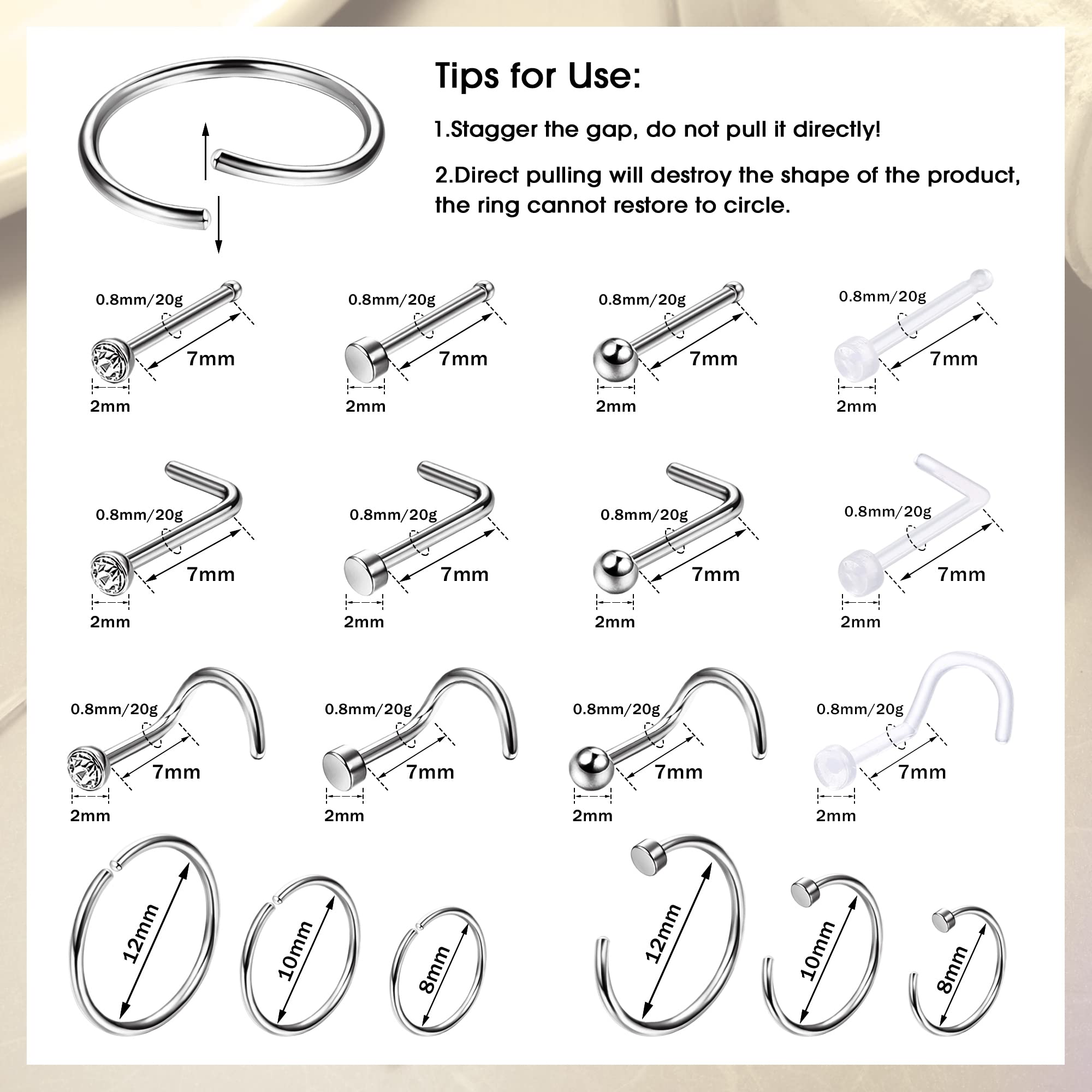 1PCS Hypoallergenic Nose Ring  - Body Jewelry For Sensitive Skin บทวิจารณ์และราคา