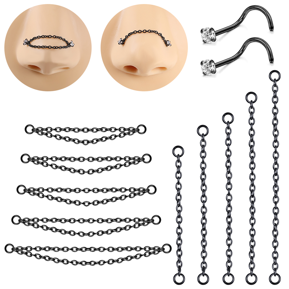 AOEDEJ 1PC Black Plate Nose Ch - Zs Body Jewelry บทวิจารณ์และราคา