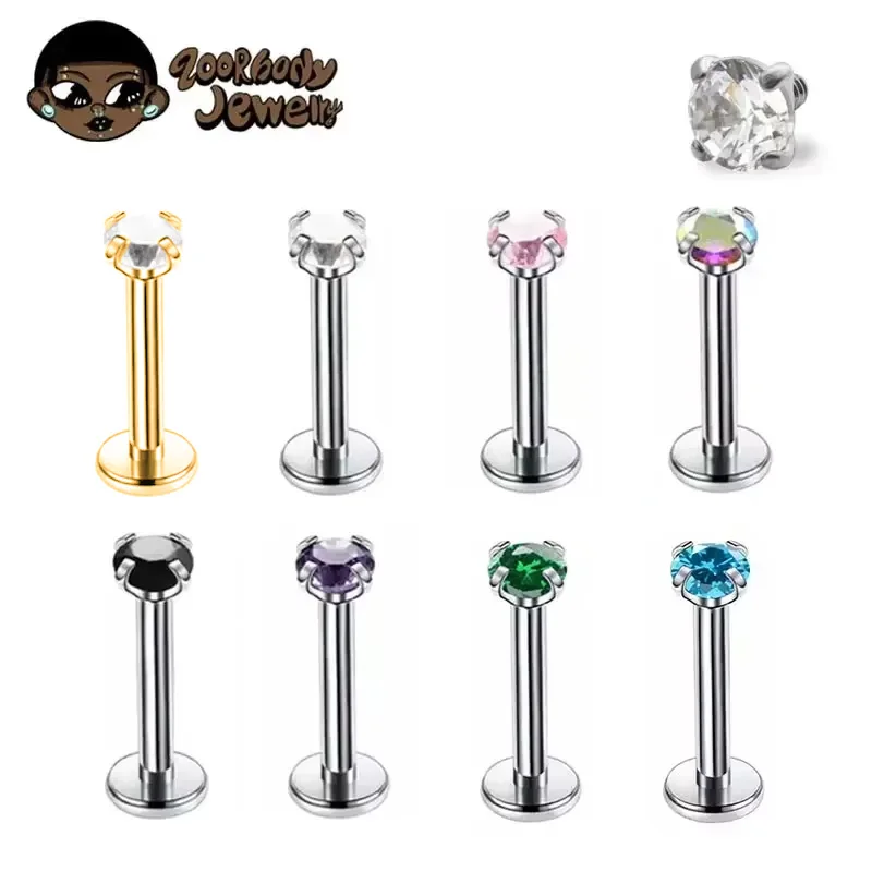 1Pcs G23 Titanium Piercing CZ  - Zoor Body Jewelry บทวิจารณ์และราคา