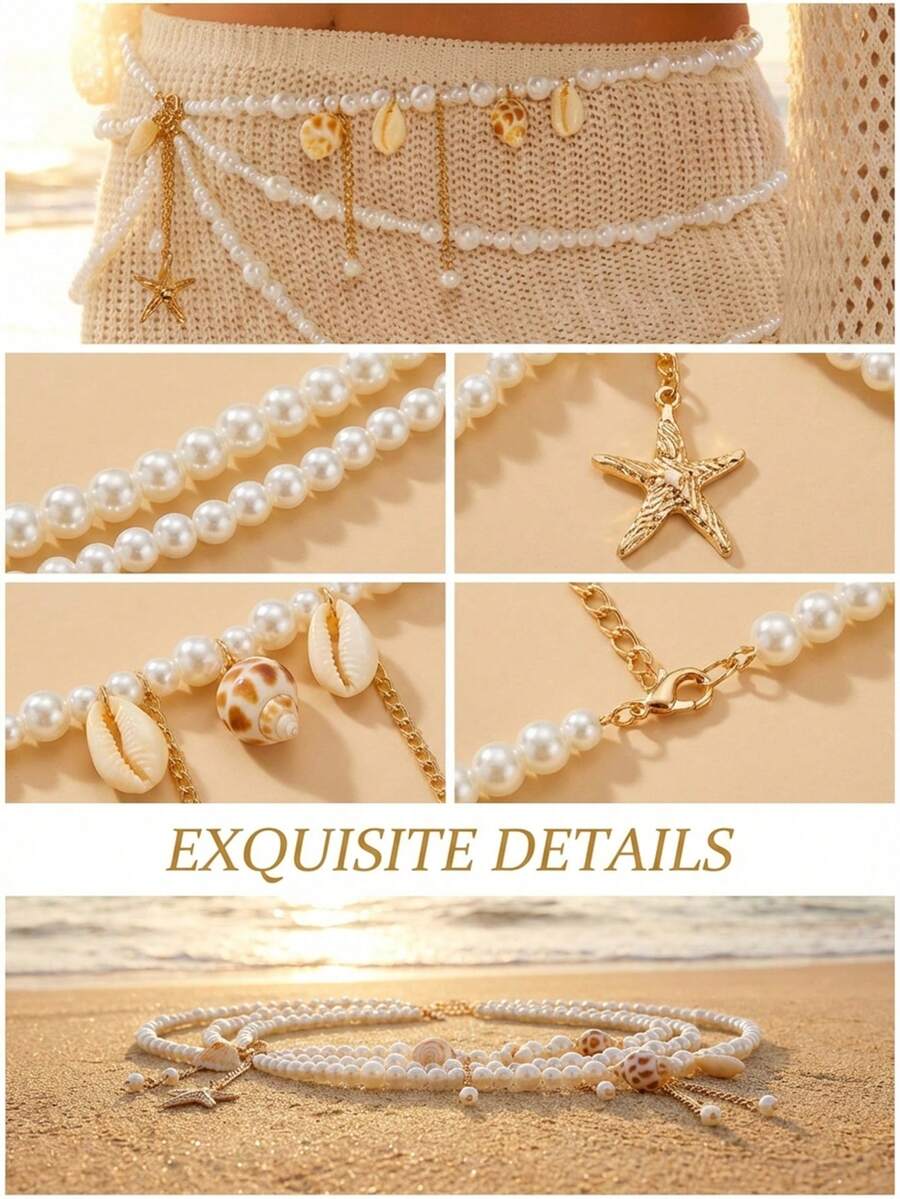 Three-layer beaded waist chain - Body Chain Jewelry บทวิจารณ์และราคา