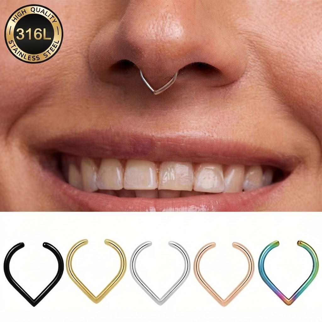 5Pcs Stainless Steel Fake Nose - Body Jewelry And Earrings บทวิจารณ์และราคา