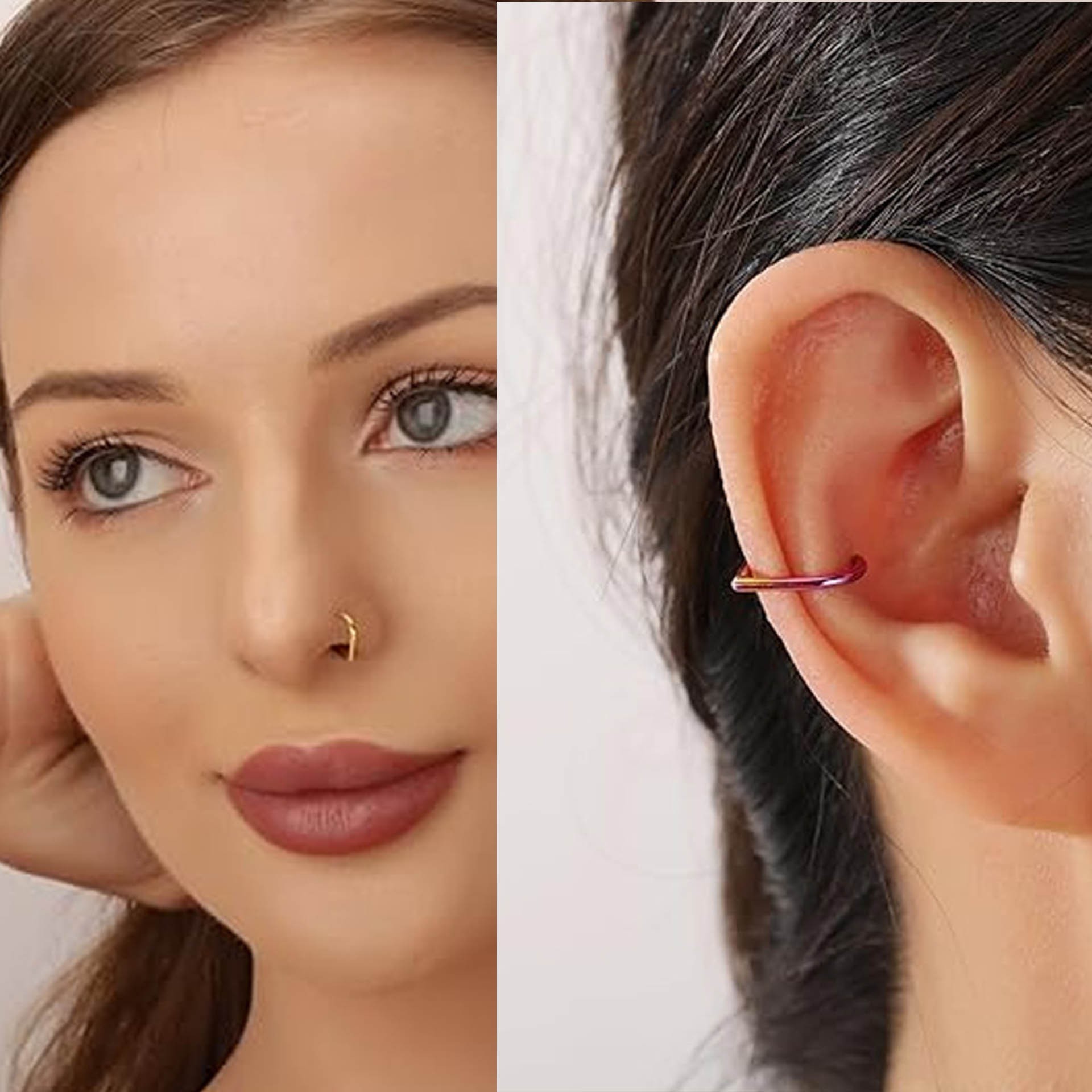 5Pcs Stainless Steel Fake Nose - Body Jewelry And Earrings บทวิจารณ์และราคา