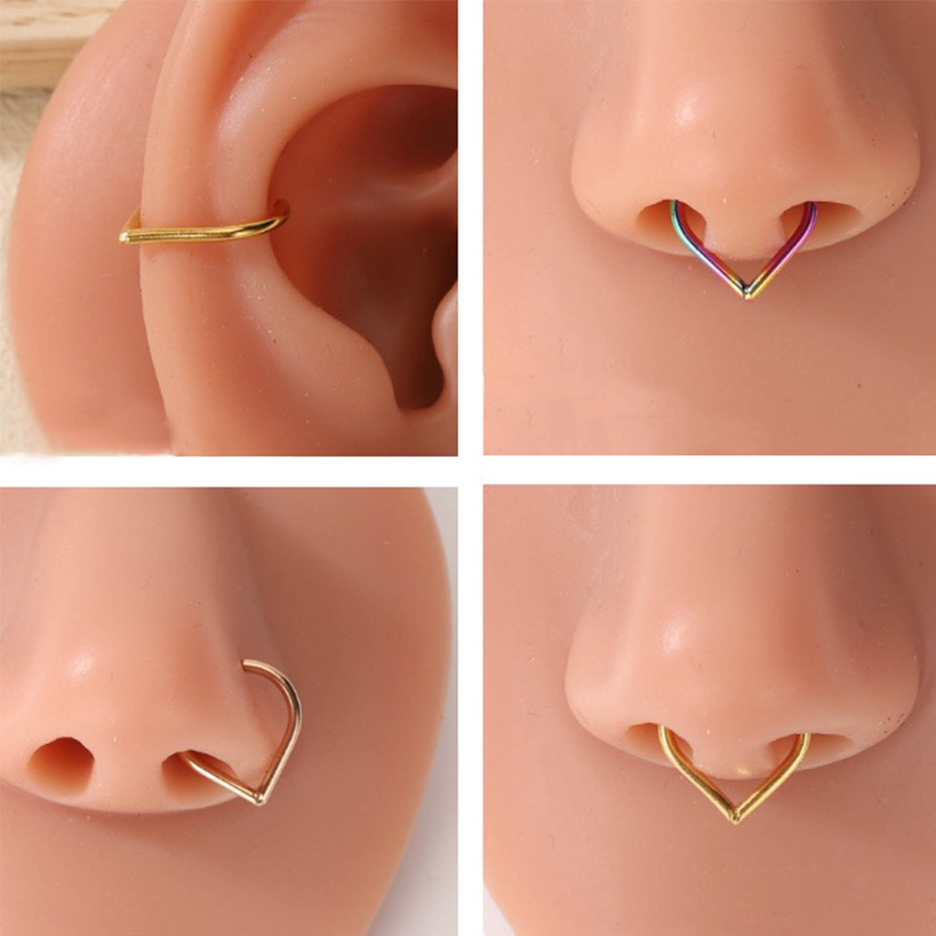 5Pcs Stainless Steel Fake Nose - Body Jewelry And Earrings บทวิจารณ์และราคา