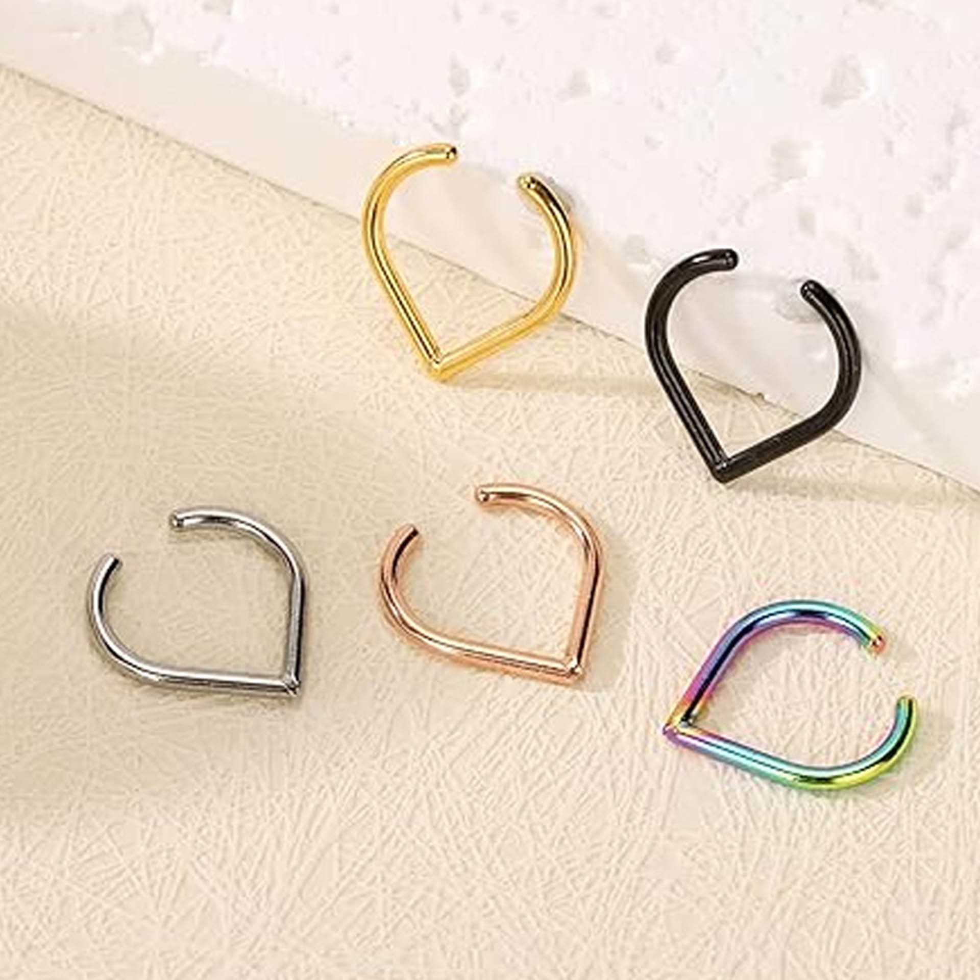 5Pcs Stainless Steel Fake Nose - Body Jewelry And Earrings บทวิจารณ์และราคา