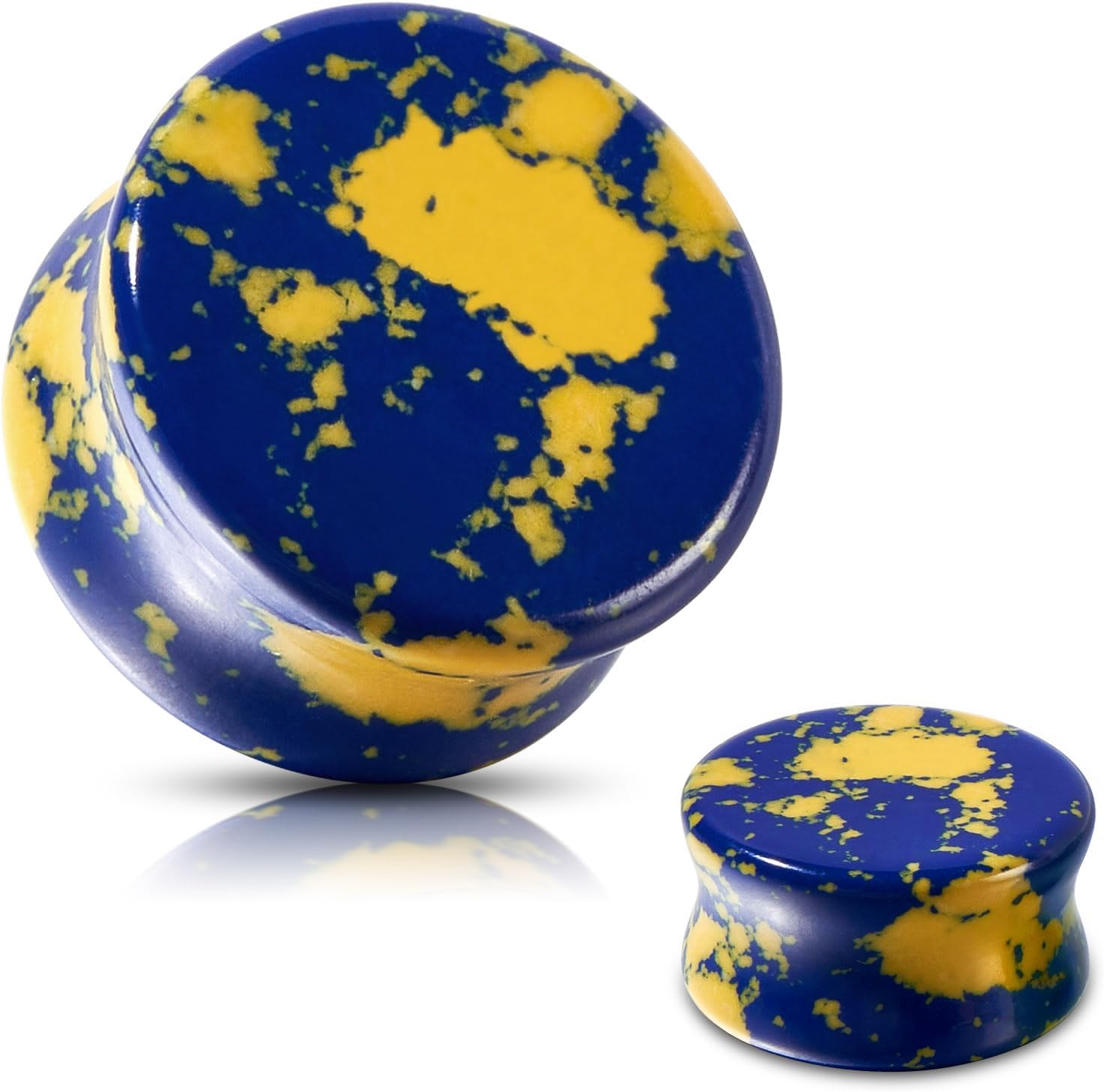 Stone Ear Gauges Plugs Saddle  - Yellow Body Jewelry บทวิจารณ์และราคา