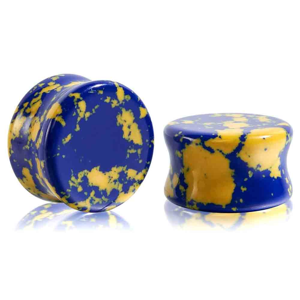 Stone Ear Gauges Plugs Saddle  - Yellow Body Jewelry บทวิจารณ์และราคา