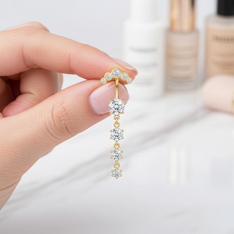 5 Pcs Stainless Steel Rhinesto - Body Jewelry For Sensitive Skin บทวิจารณ์และราคา