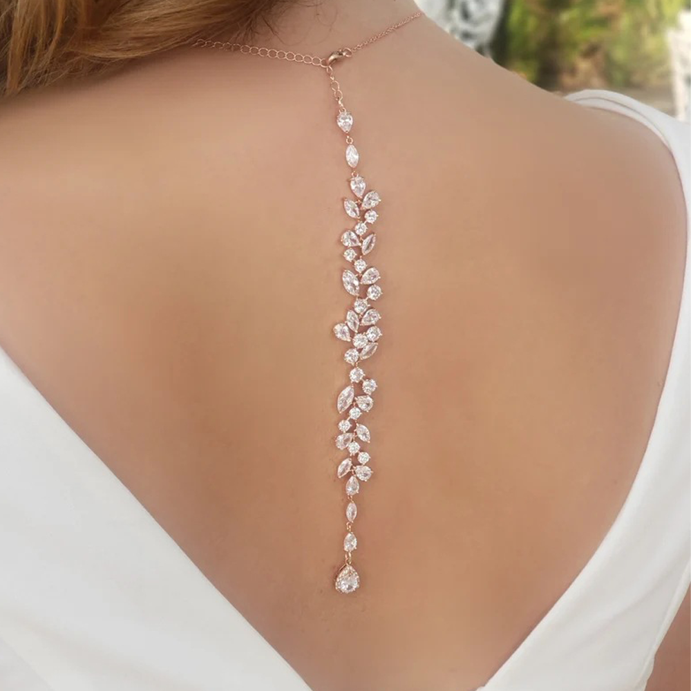 Crystal Leaf Backdrop Necklace - Body Jewelry Ends บทวิจารณ์และราคา