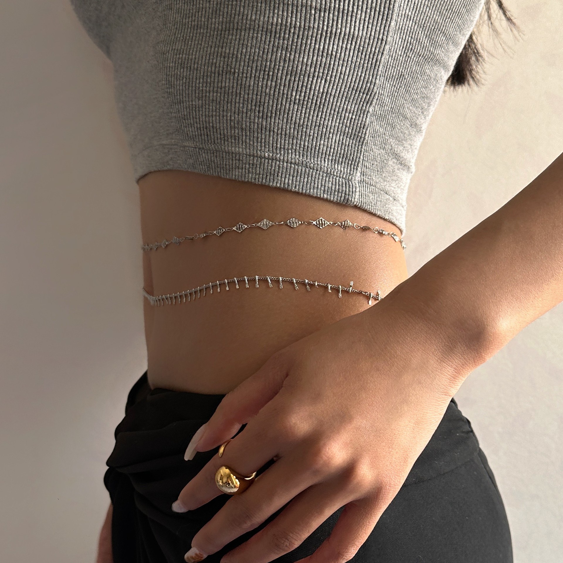 Punk Round Stainless Steel Wai - Body Jewelry Gold บทวิจารณ์และราคา