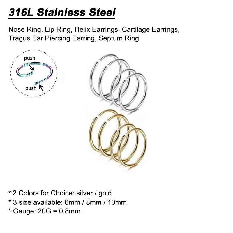 6pcs/lot Hypoallergenic Nose R - Body Jewelry And Earrings บทวิจารณ์และราคา