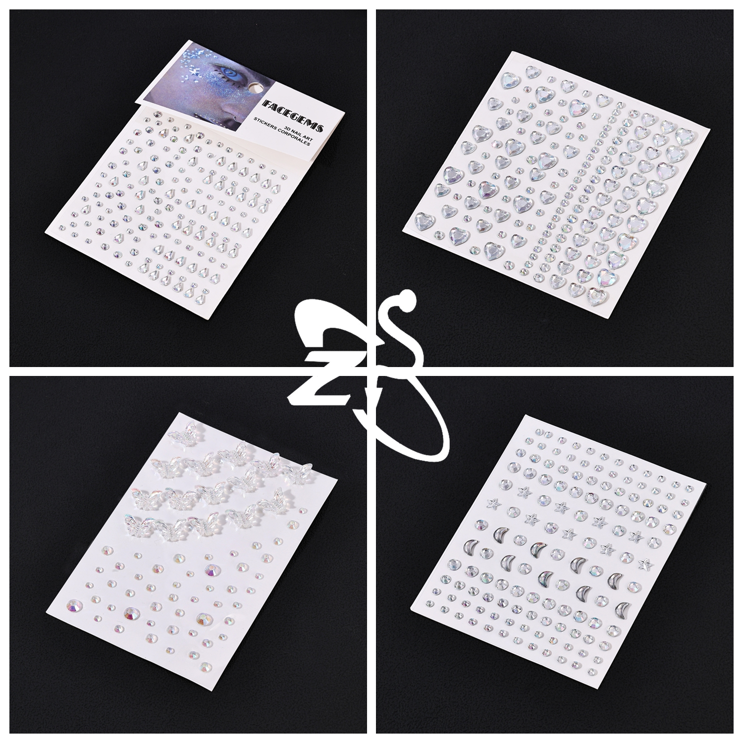 ZS 1 Set 3D Colorful Rhineston - Zs Body Jewelry บทวิจารณ์และราคา