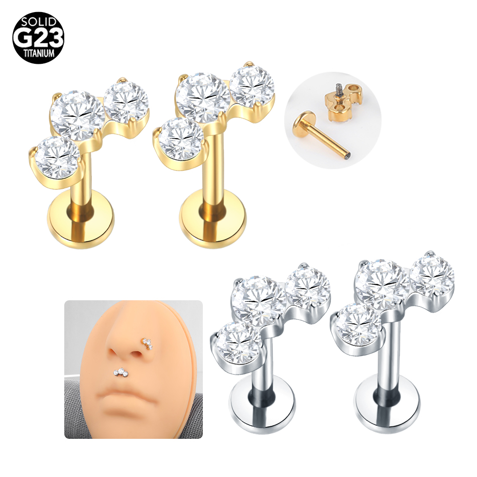 1/5PCS Titanium Piercings CZ L - Zoor Body Jewelry บทวิจารณ์และราคา